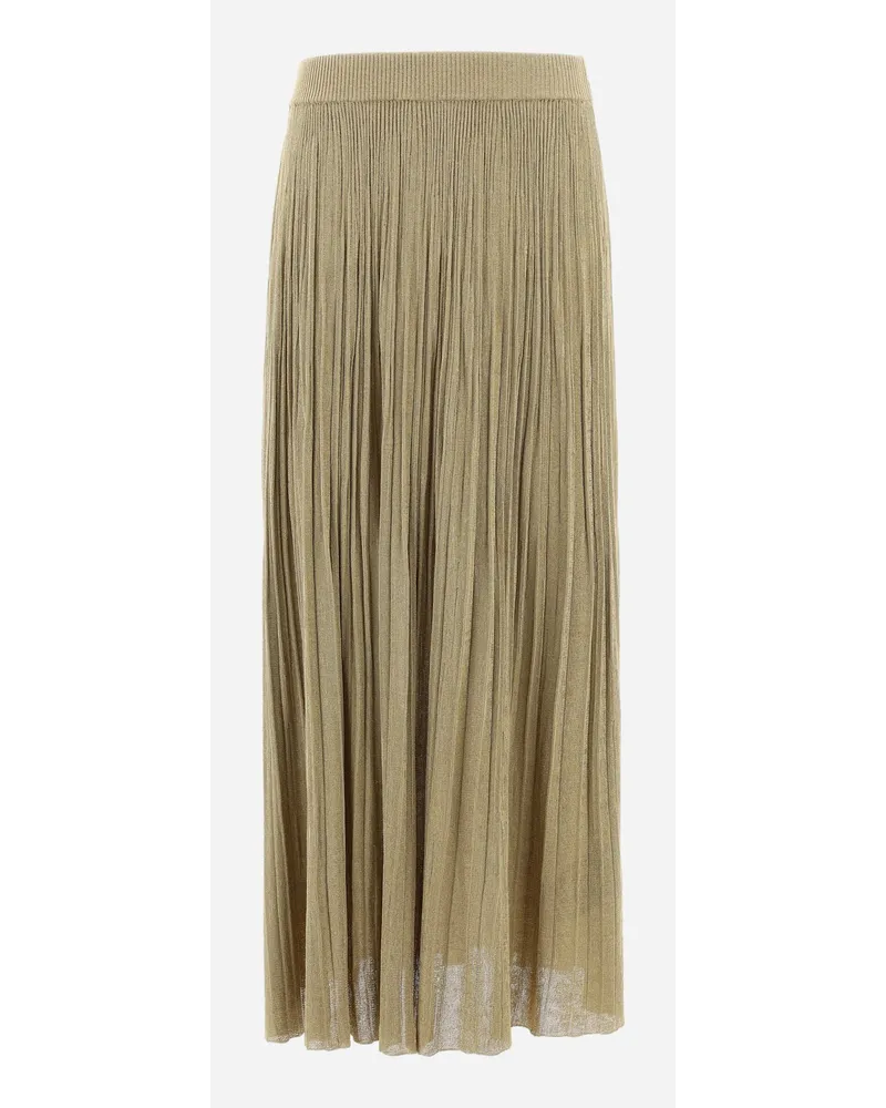 Herno Gonna In Viscose Lurex Plissé Oro
