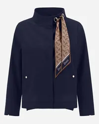 Herno Giacca In Light Cotton Canvas Con Foulard Blu