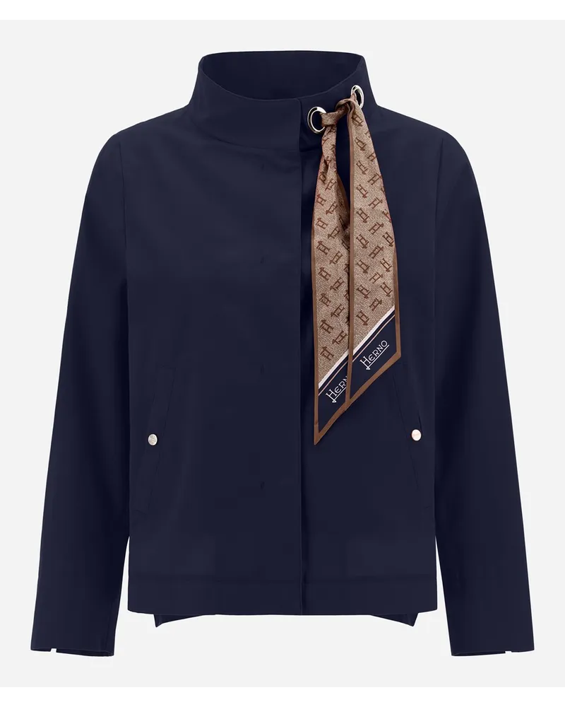 Herno Giacca In Light Cotton Canvas Con Foulard Blu