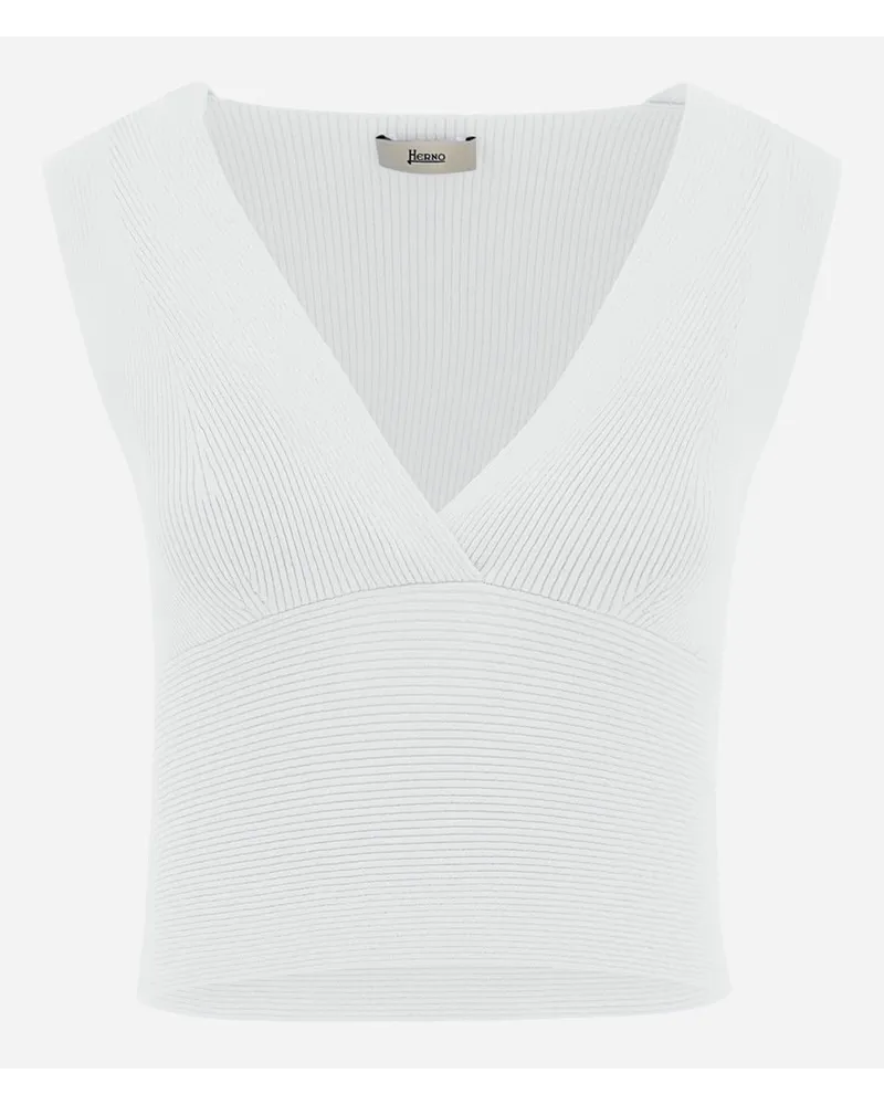 Herno Top In Endless Viscose Rib Bianco