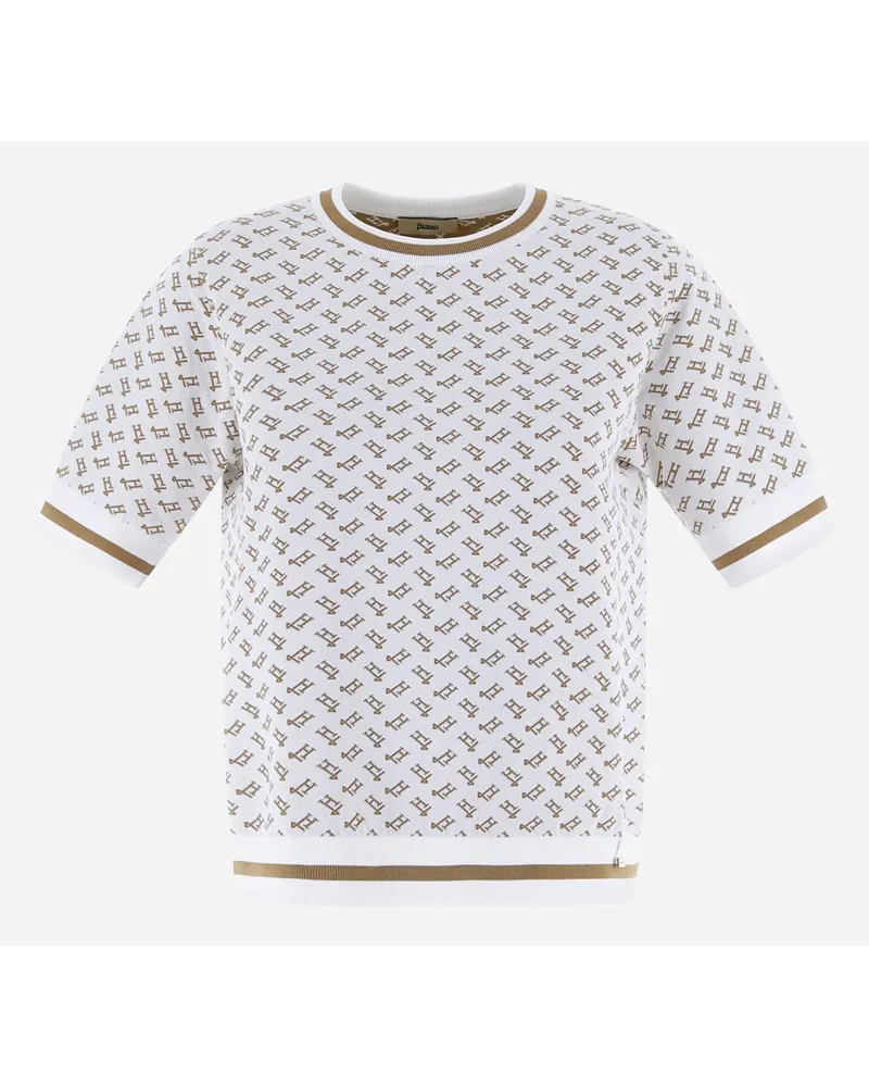 Herno T-shirt In Endless Viscose Monogram Bianco