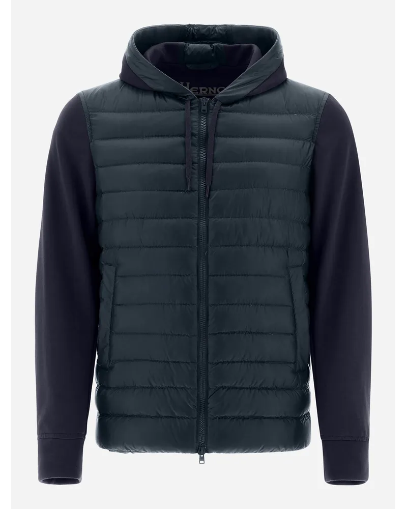 Herno Bomber In Nylon Ultralight E Felpa Blu