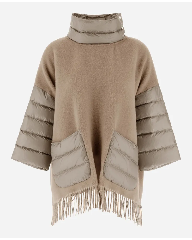Herno Poncho Resort In Soft Poncho E Nylon Ultralight Chantilly