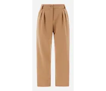 Pantaloni Con Pinces In Viscose Effect - Donna Pantaloni Sabbia