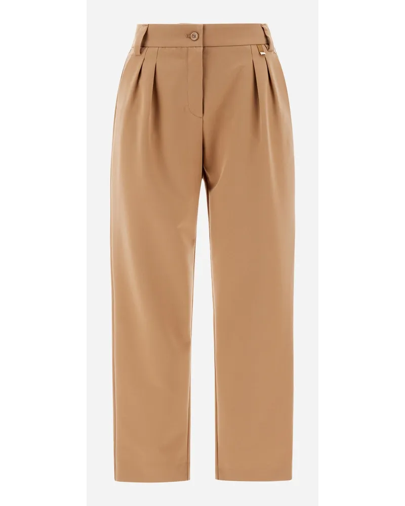 Herno Pantaloni Con Pinces In Viscose Effect Sabbia