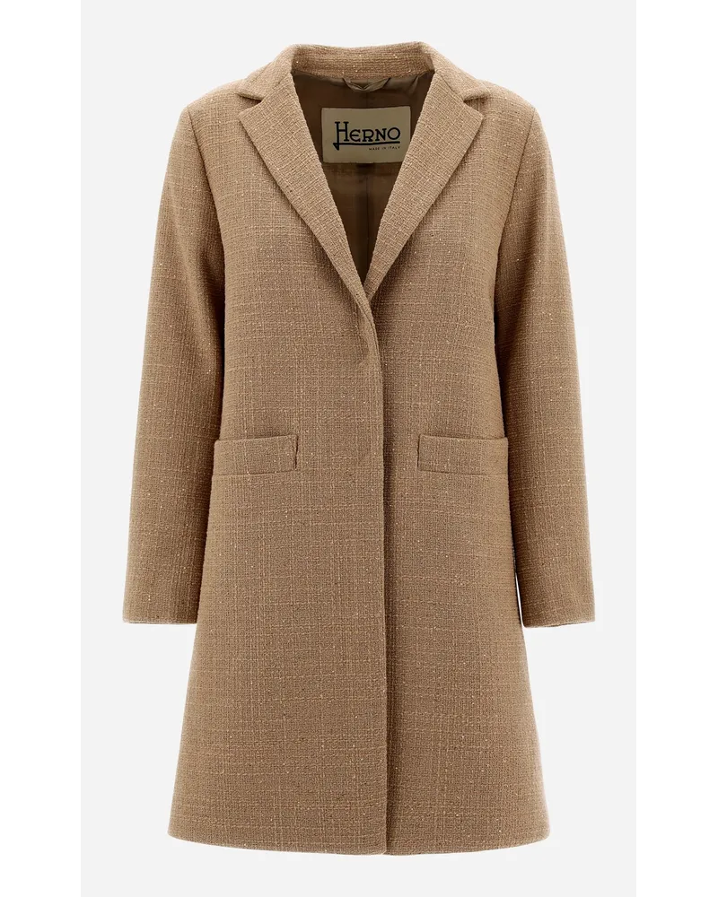 Herno Cappotto In Cotton Paillettes Sabbia