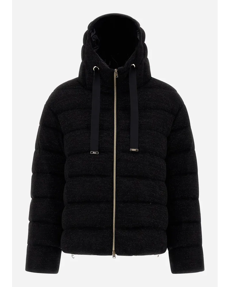 Herno Bomber In Shiny Knit Nero