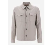 Camicia In Cotton Cashmere Rain - Uomo Shackets Perla