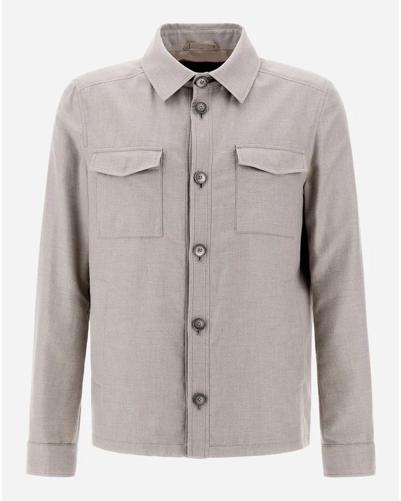 Herno Camicia In Cotton Cashmere Rain Perla