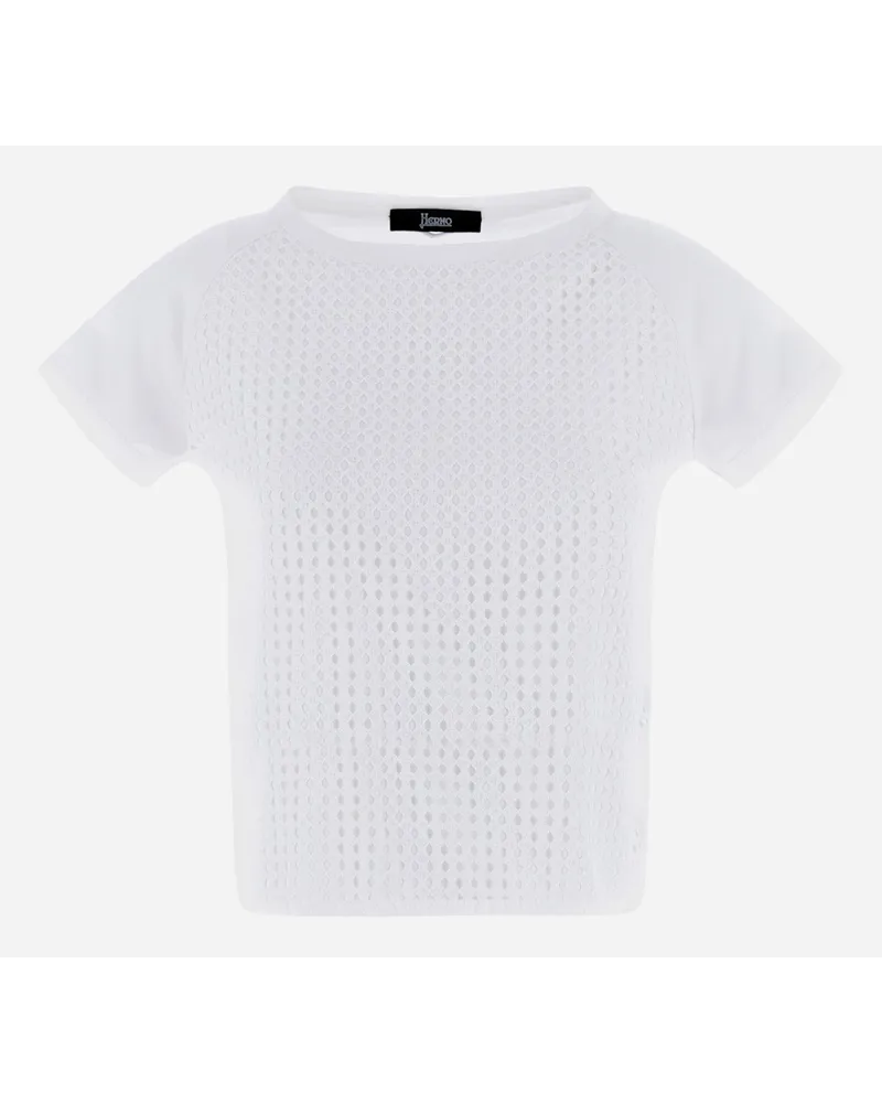 Herno T-shirt In Superfine Cotton Jersey E Spring Lace Bianco