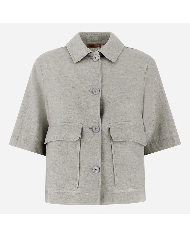 Herno Camicia Resort In New Lino Lurex Grigio