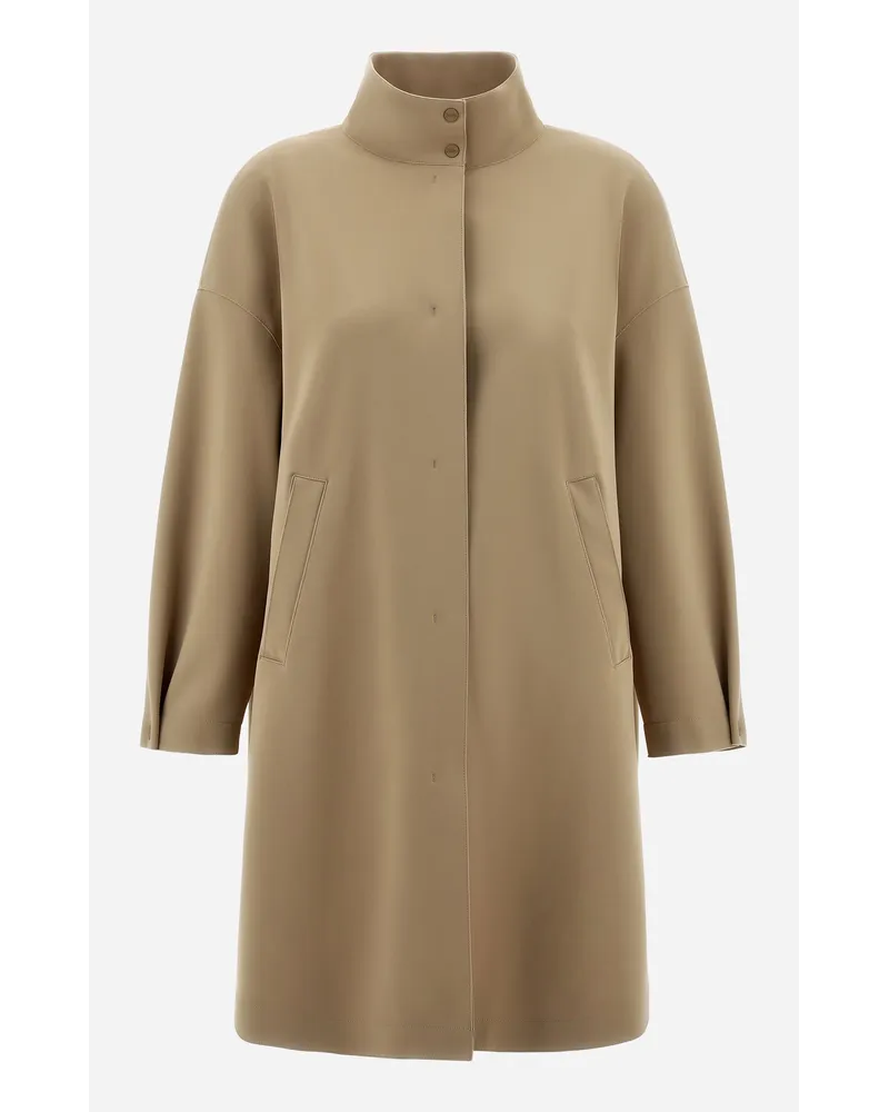 Herno Cappotto A Collo Alto In First-act Pef Sabbia