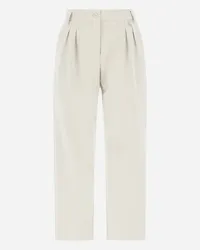 Herno Pantaloni Con Pinces In Viscose Effect Grigio