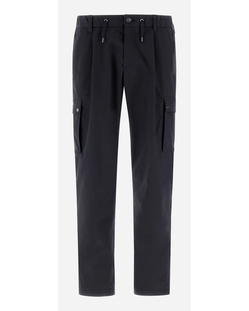 Herno Pantaloni Resort In Cotton Feel Blu