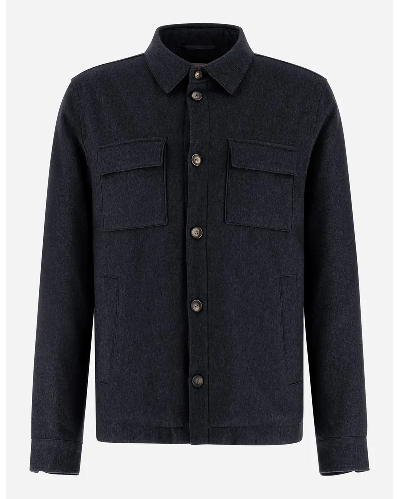 Herno Camicia Resort In Cashmere Seta Blu