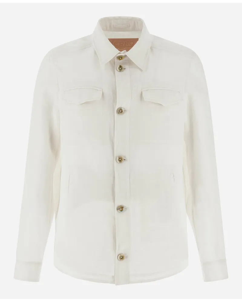Herno Camicia Resort In New Lino Bianco