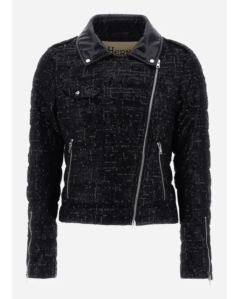 Herno Bomber In Sequin Embroidery Nero