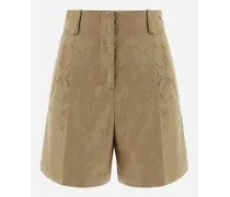 Shorts In Delon Ricamato - Donna Pantaloni Sabbia