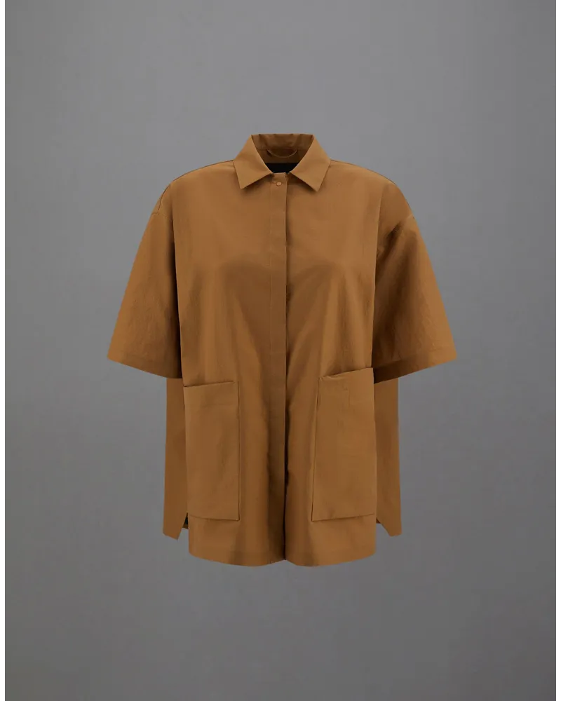 Herno Camicia Laminar In Climate Regulation Ripstop Tabacco