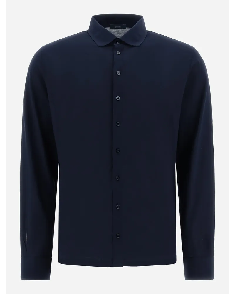 Herno Camicia In Jersey Crepe Blu