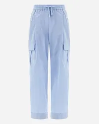 Herno Pantaloni Cargo In New Techno Taffeta Azzurro