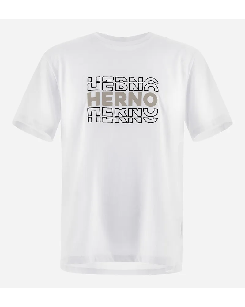 Herno T-shirt In Compact Jersey Bianco
