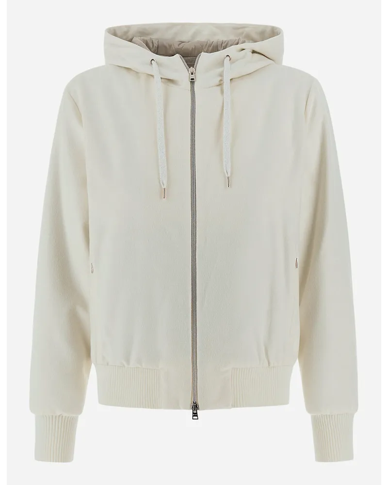 Herno Bomber Resort In Cashmere Seta Avorio
