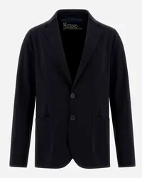 Herno Blazer In Scuba Leggero Non Lavato Nero