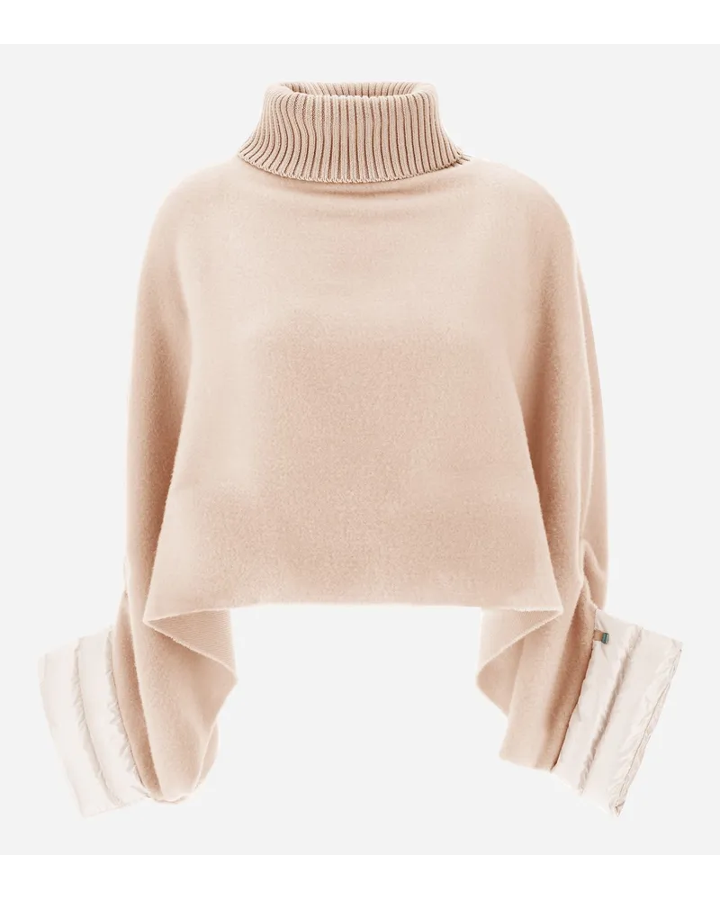 Herno Poncho Resort In Soft Poncho E Nylon Ultraligh Chantilly