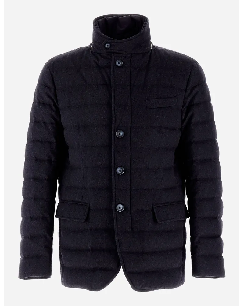 Herno Blazer Resort In Cashmere Seta E Ecoage Blu