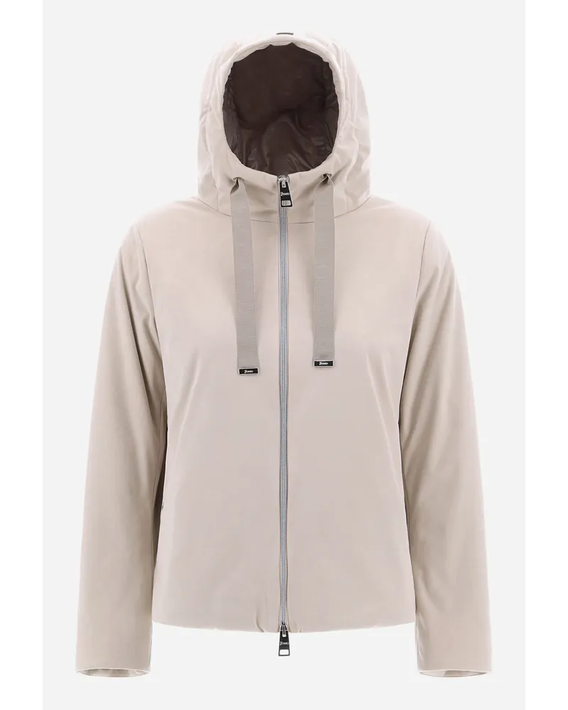 Herno Bomber In Suede Effect Ghiaccio