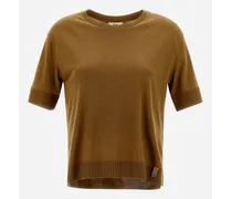 T-shirt In Glam Knit Effect - Donna T-shirt Sabbia