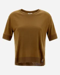 Herno T-shirt In Glam Knit Effect Sabbia