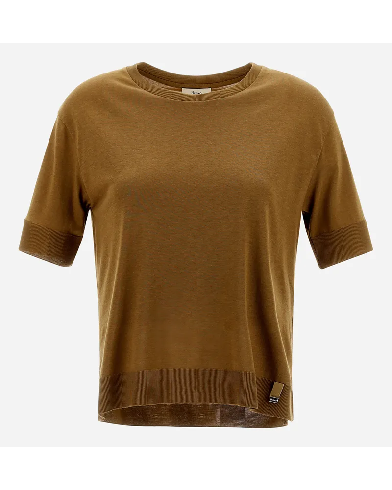 Herno T-shirt In Glam Knit Effect Sabbia