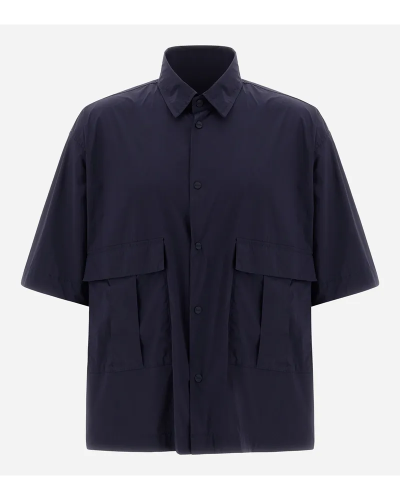 Herno Camicia In Light Nylon Stretch Blu