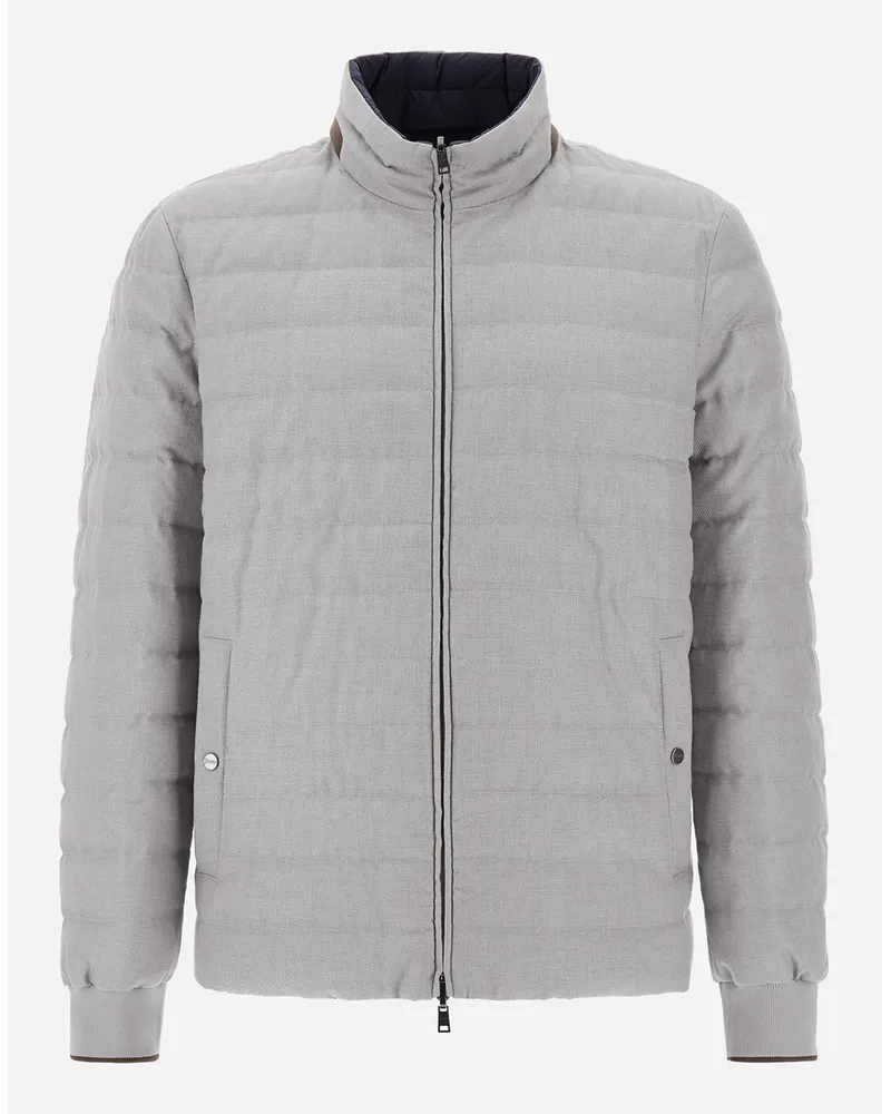 Herno Bomber In Cotton Cashmere Rain Reversibile Ed Ecoage Perla