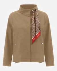 Herno Giacca In Light Cotton Canvas Con Foulard Sabbia