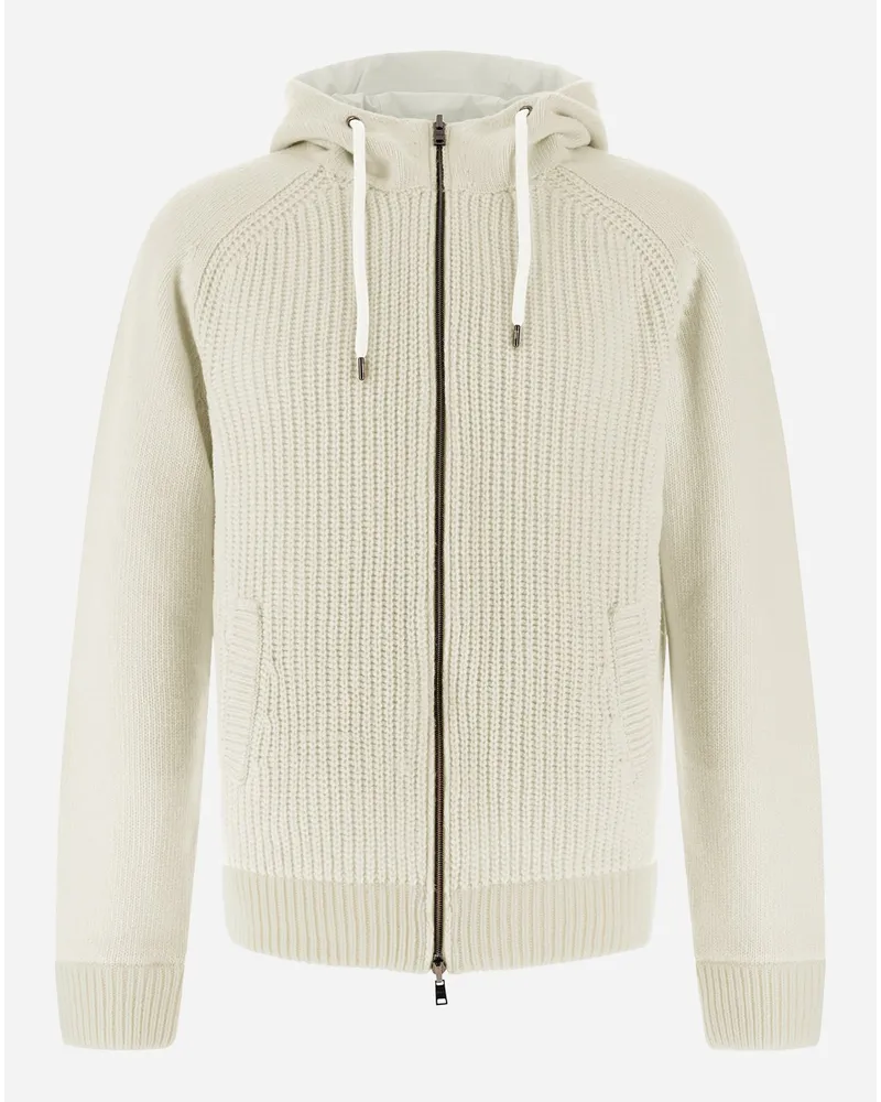 Herno Bomber Resort In Infinity Mix Knit E Rev Ponente Bianco