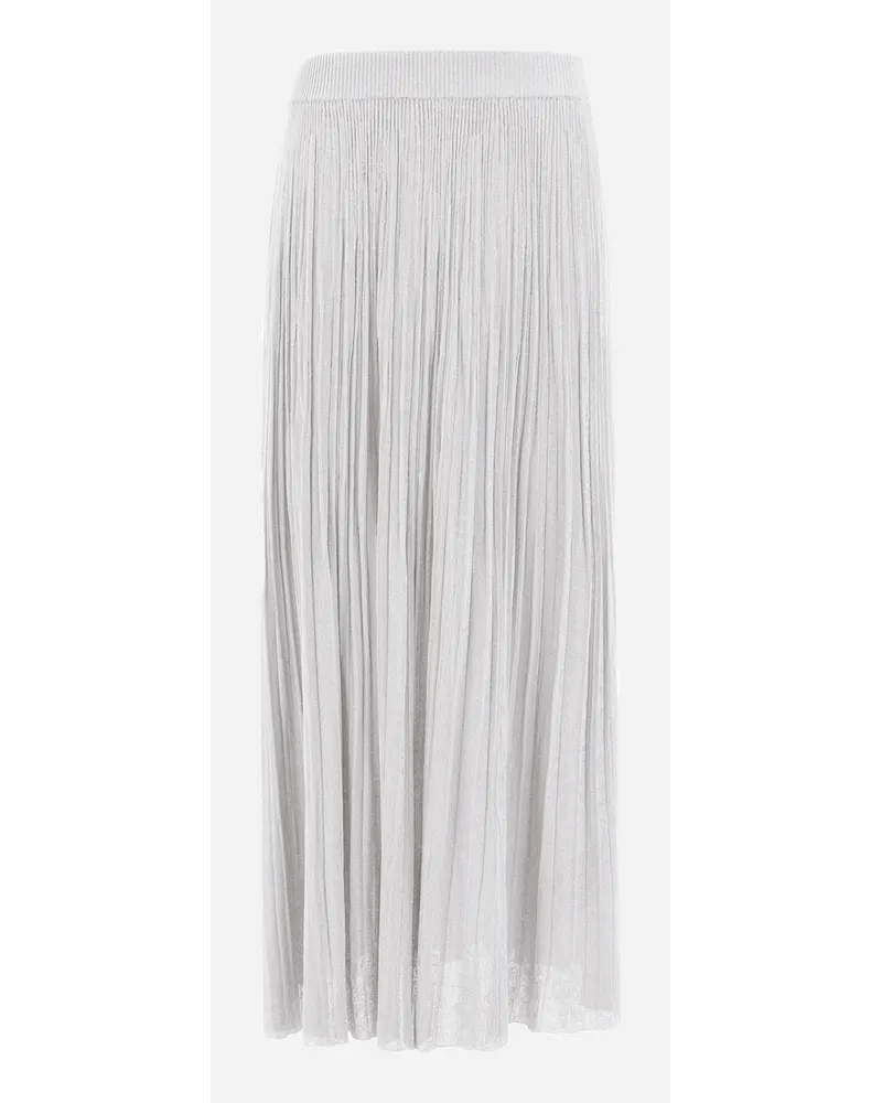 Herno Gonna In Viscose Lurex Plissé Grigio