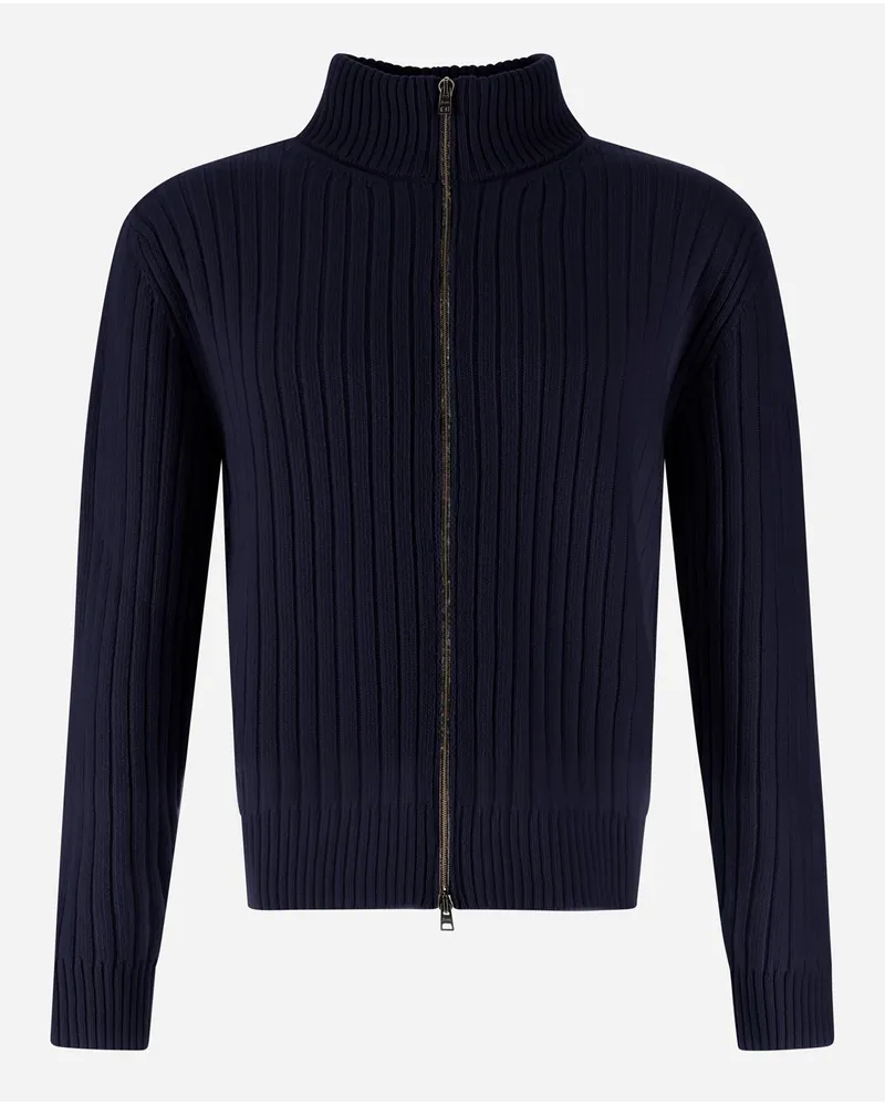 Herno Cardigan Resort In Infinity Wool Rib Blu