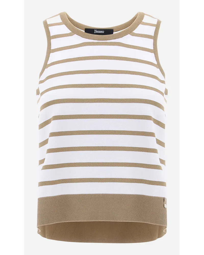 Herno Top In Endless Viscose Stripes Bianco