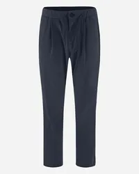 Herno Pantaloni Resort In Suede Effect Blu