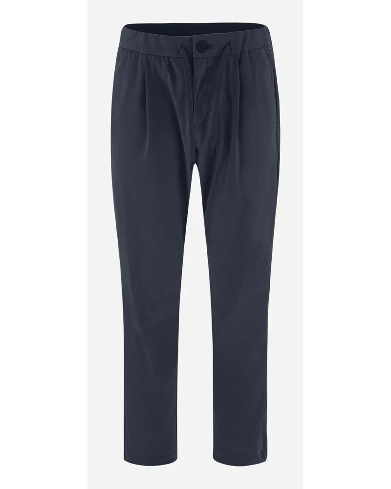 Herno Pantaloni Resort In Suede Effect Blu