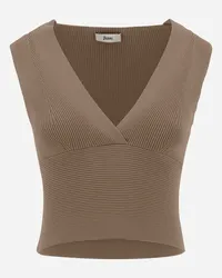 Herno Top In Endless Viscose Rib Cammello