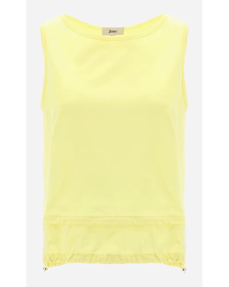 Herno Top In Chic Cotton Jersey E New Techno Taffetà Canarino