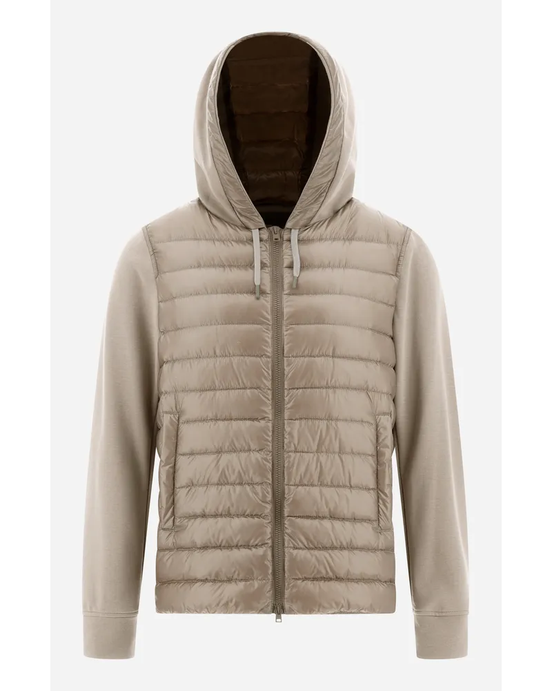 Herno Bomber In Nylon Ultralight E Felpa Tortora
