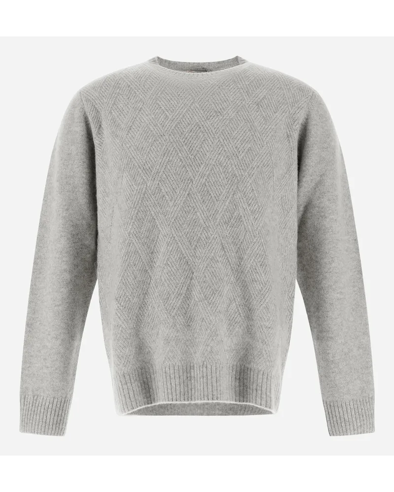 Herno Maglia Resort In Herringbone Plain Cashmere Grigio