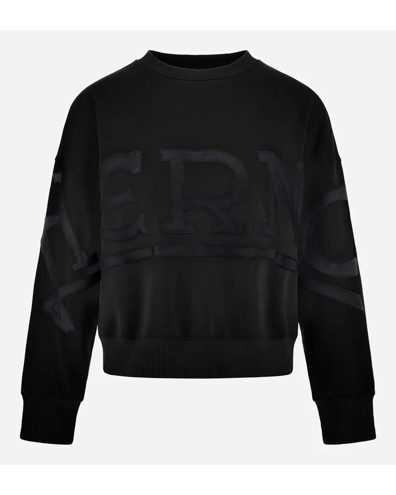 Herno Felpa In Diagonal Cotton Fleece E Mesh Nero