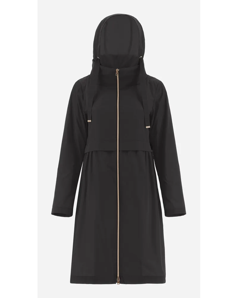 Herno Parka Lungo In New Techno Taffeta Nero