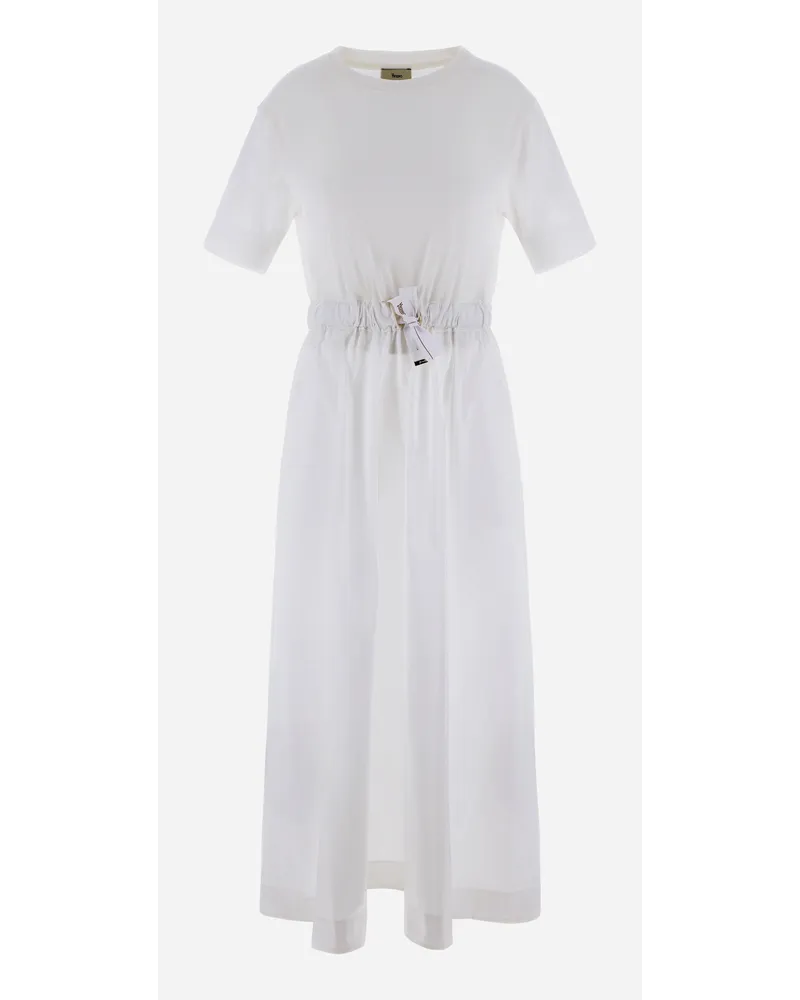 Herno Abito In Glam Knit Effect E Techno Taffeta Bianco